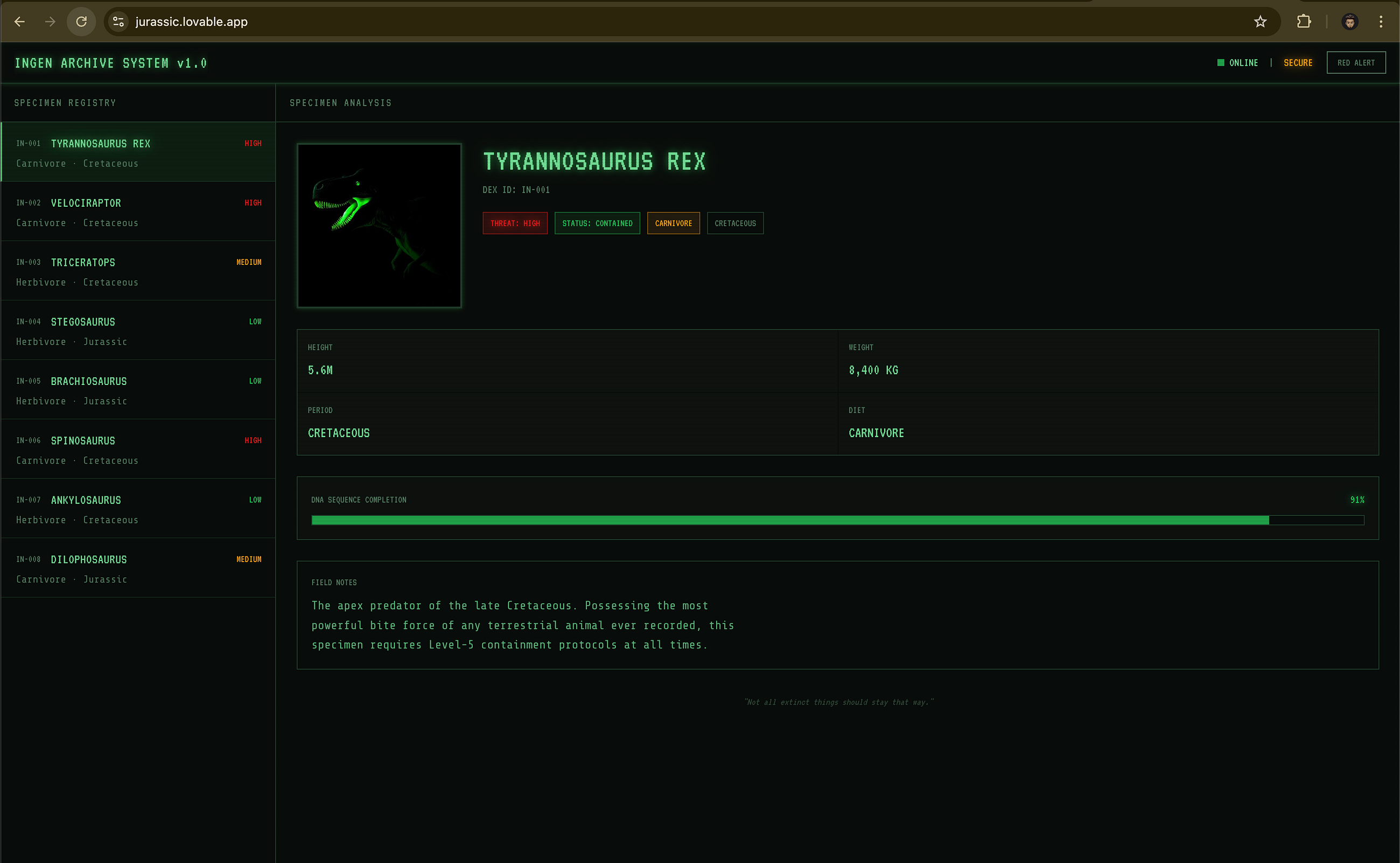 From Pokémon to Jurassic Park: I Built a DinoDex in Minutes (No Code)
