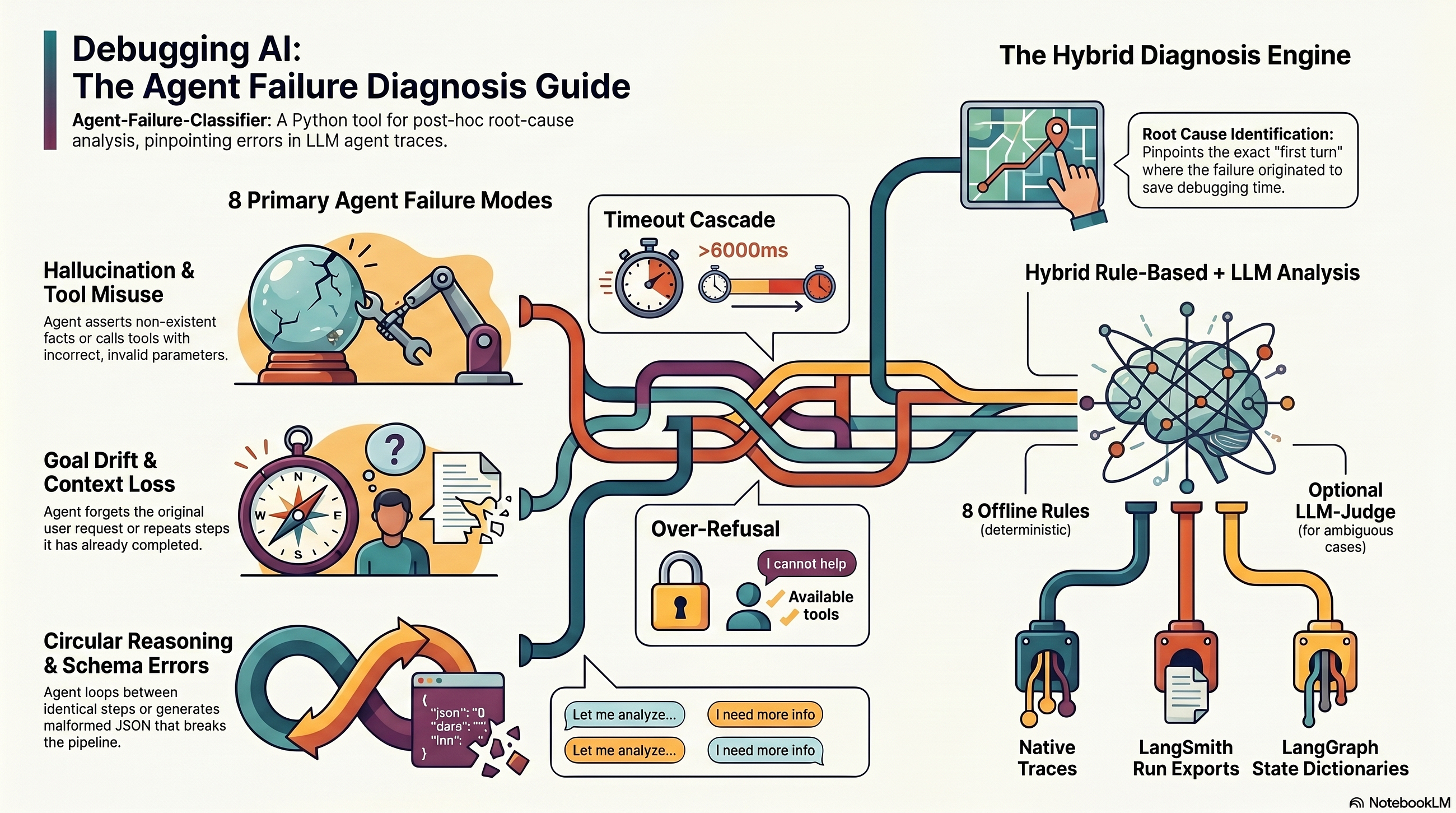 Agent Failure Classifier: Post-Hoc Root Cause Analysis for Failed LLM Agent Runs