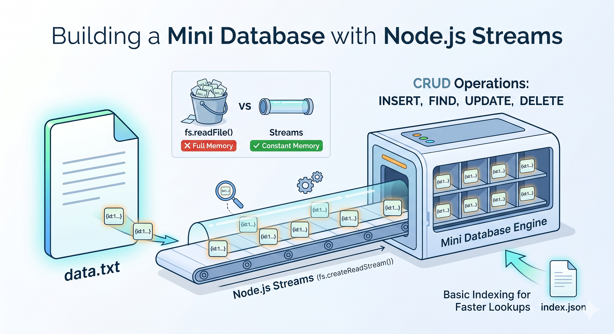 Building a Mini Database with Node.js Streams (Using Just a .txt File)