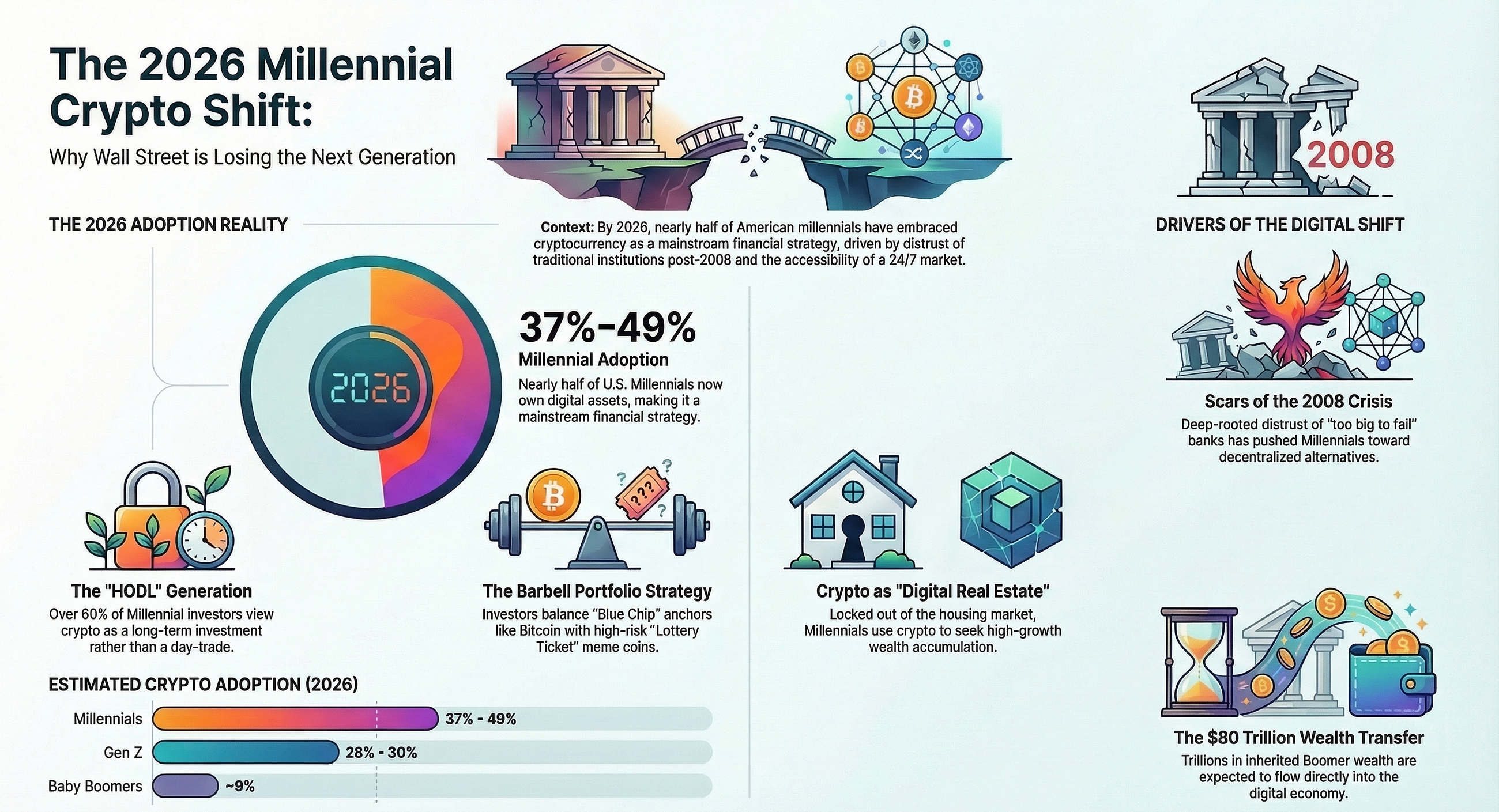 The $80 Trillion Wealth Transfer: Why Millennials Are Abandoning Wall Street for Crypto in 2026