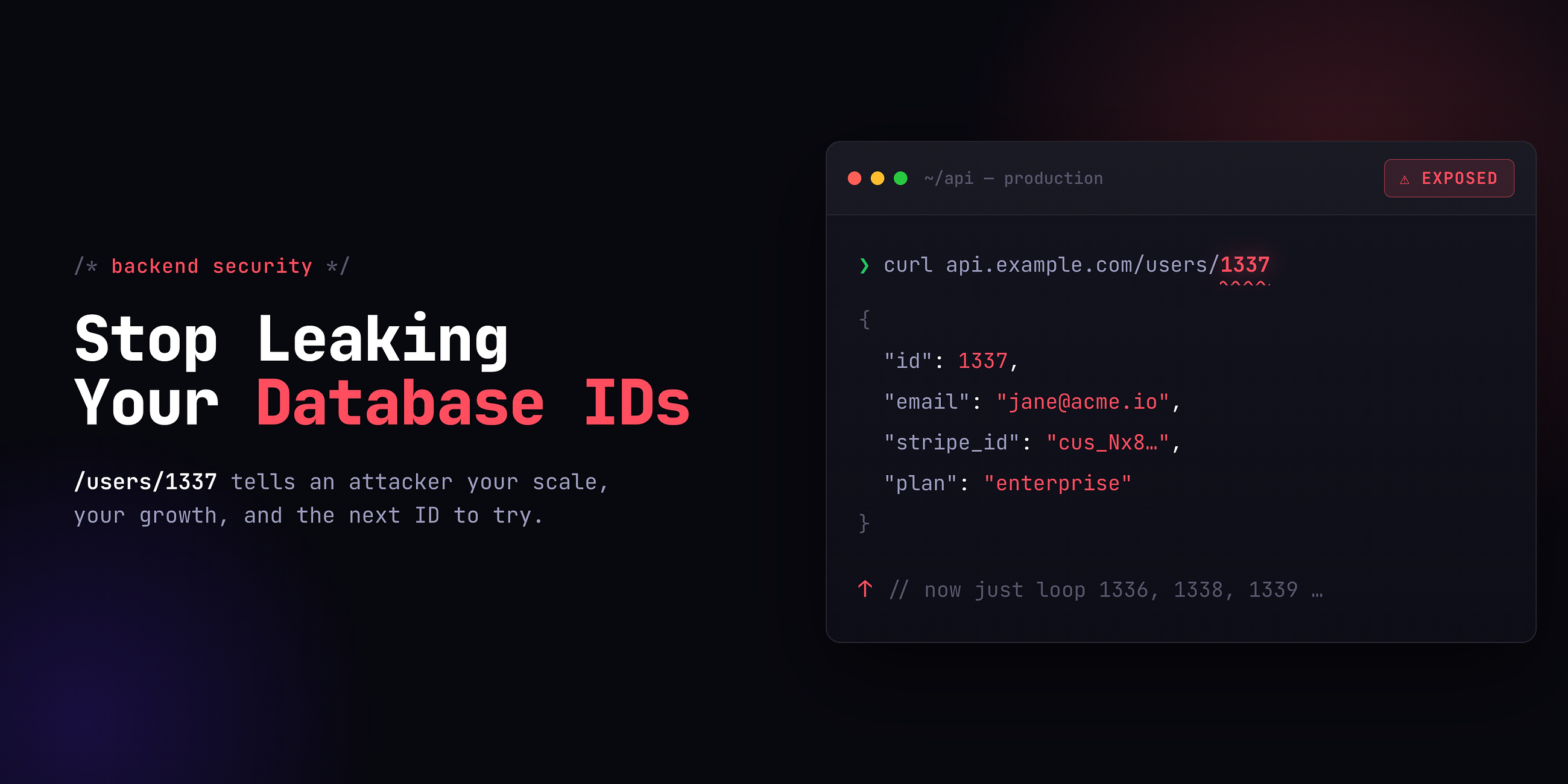 Stop Leaking Your Database IDs With One Secret and Three Lines.