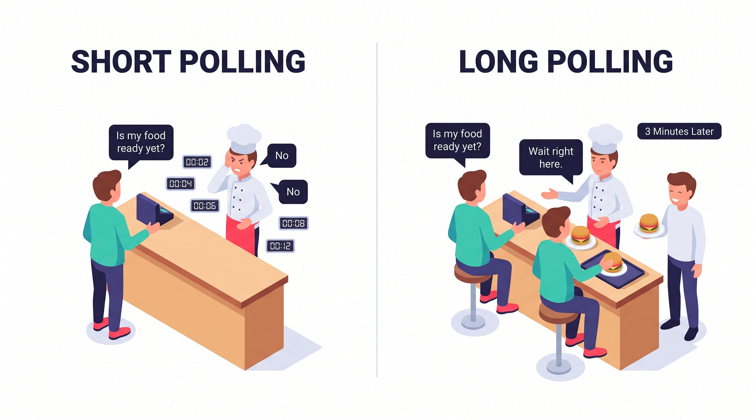 Short Polling vs Long Polling Explained (Simple Guide with Real Behavior Examples)