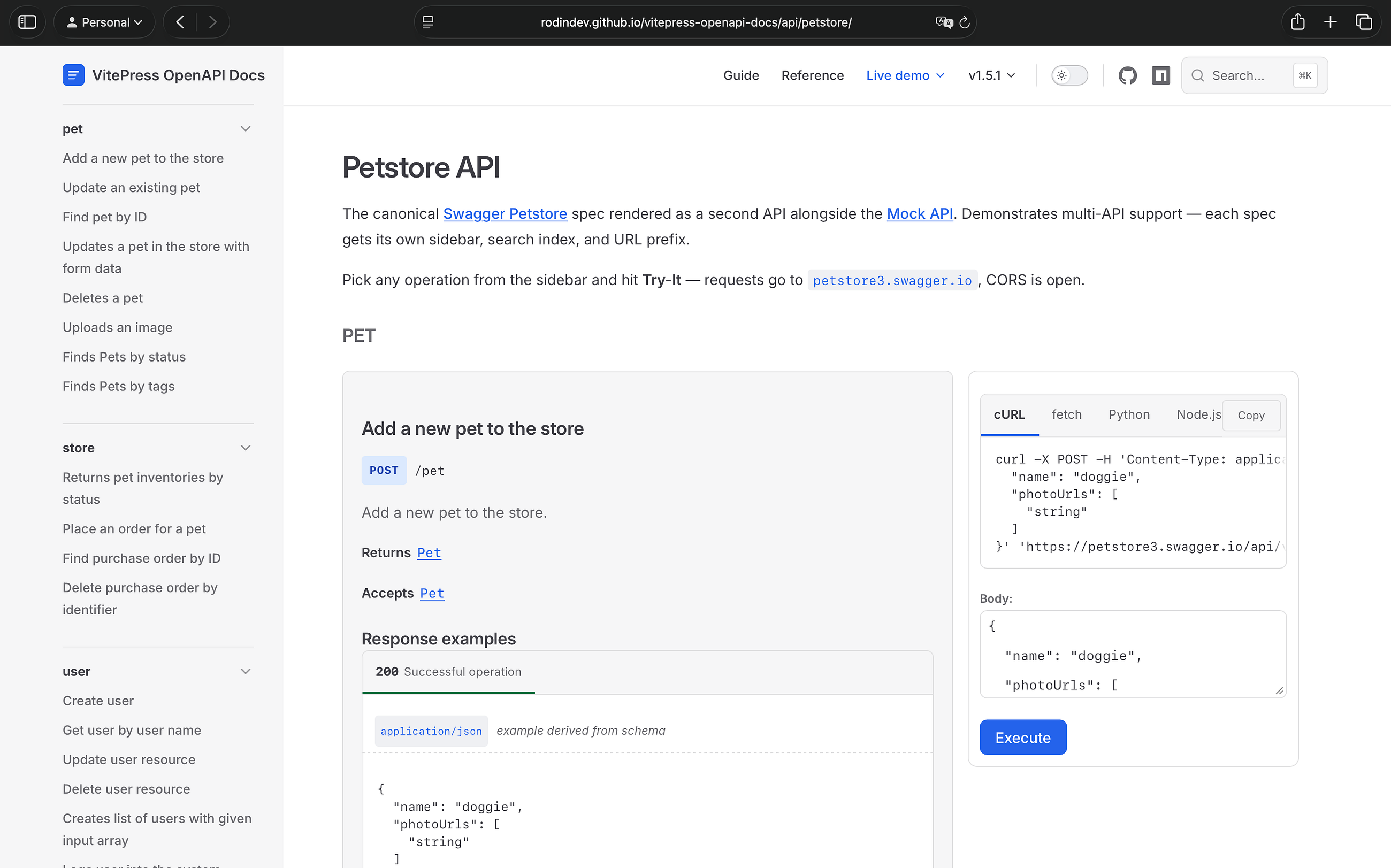 Interactive OpenAPI Docs for VitePress