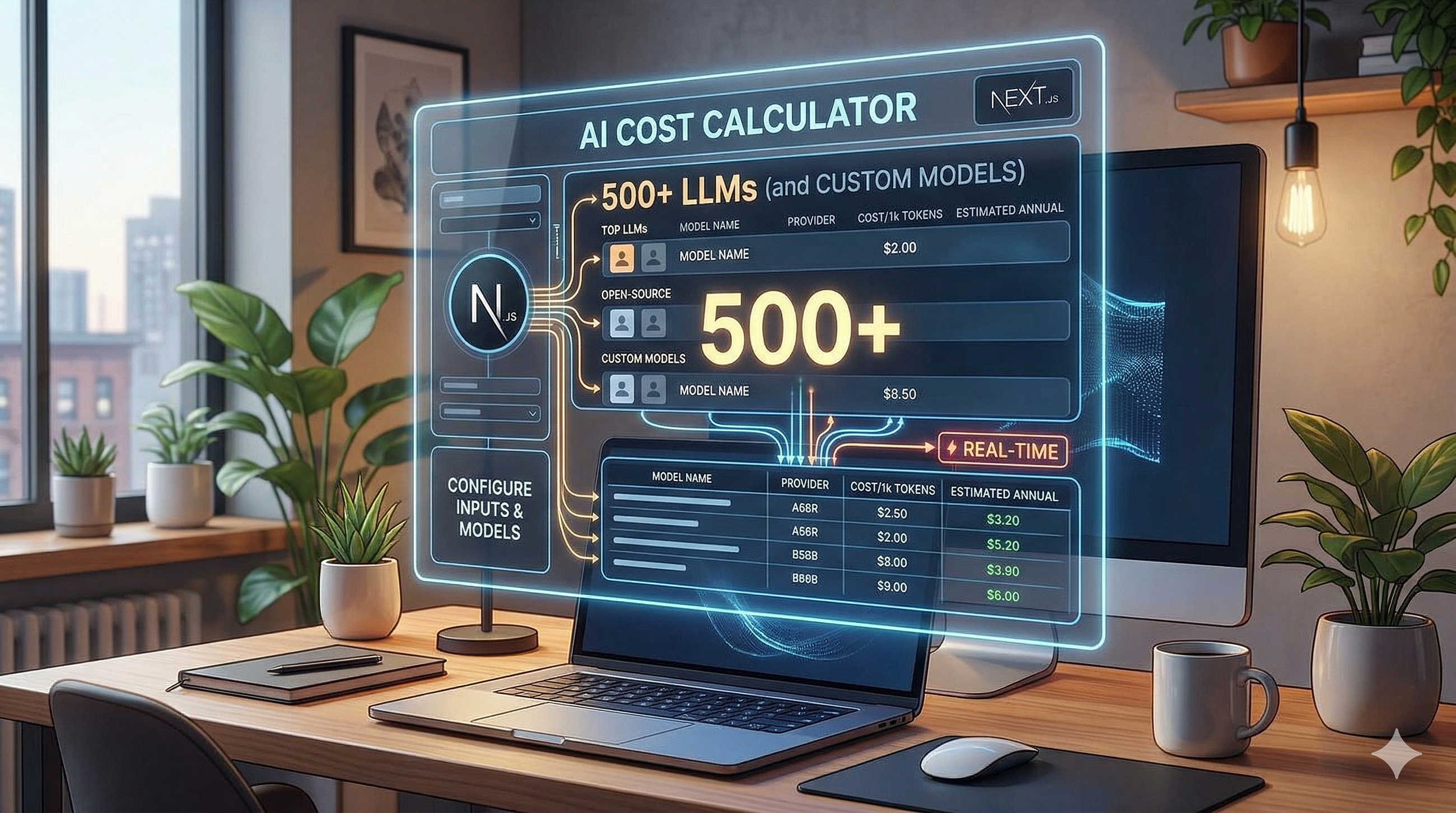 Building a Real-Time AI Cost Calculator for 500+ LLMs (and Custom Models) using Next.js