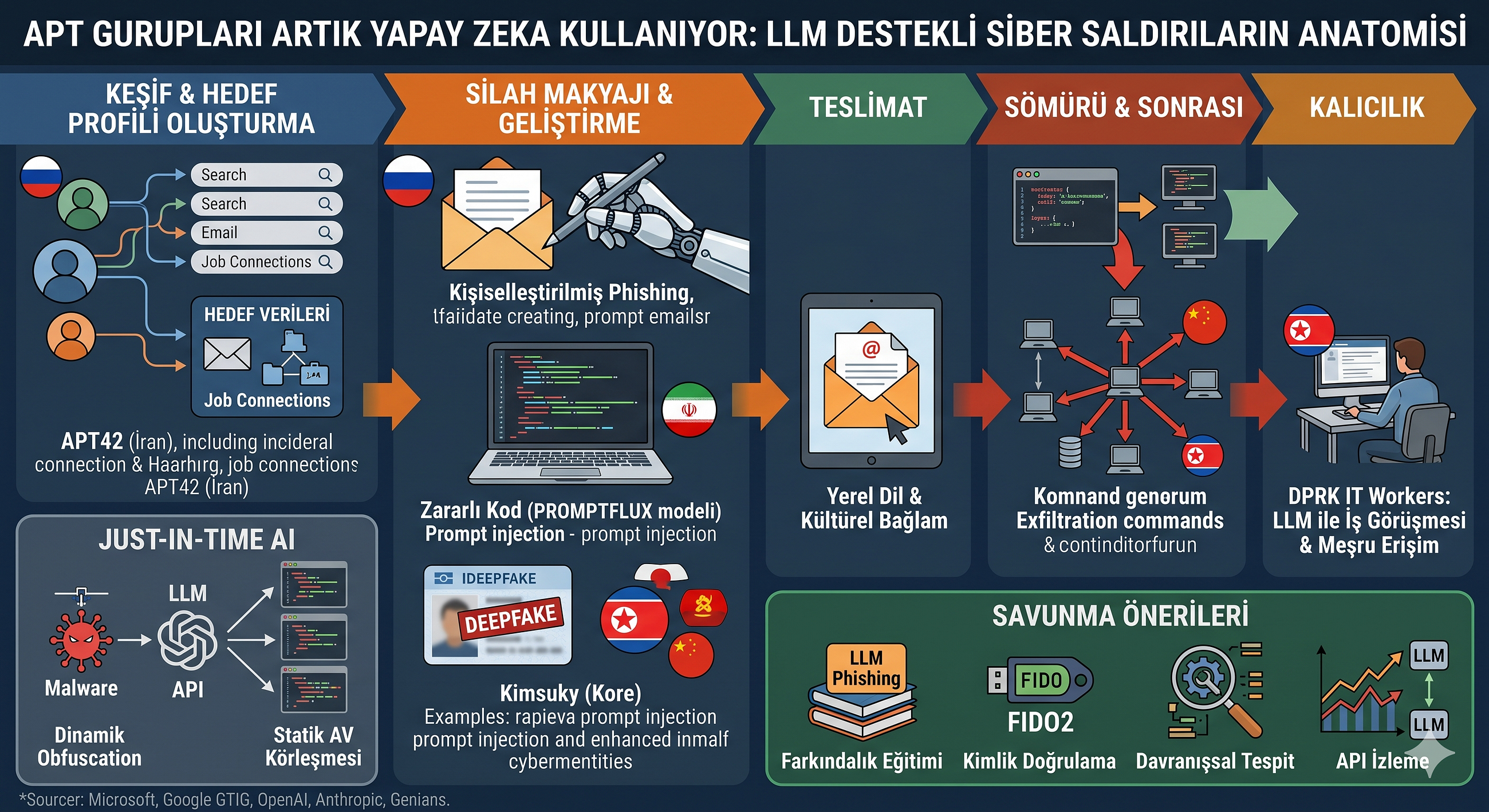 APT Grupları Artık Yapay Zeka Kullanıyor: LLM Destekli Siber Saldırıların Anatomisi