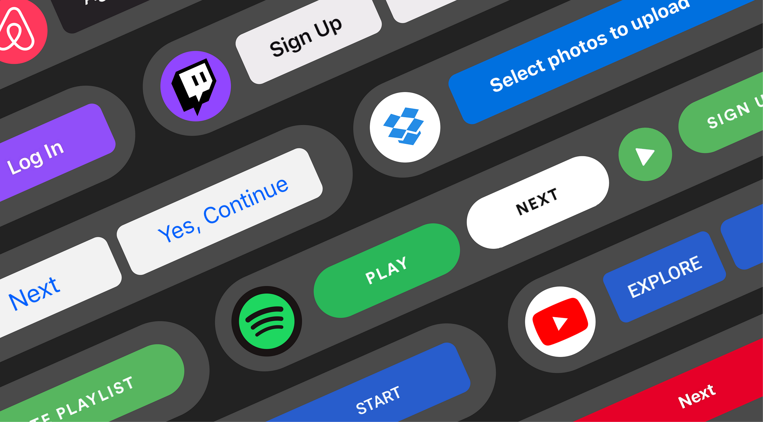 Learn to Design u201cButtonsu201d from Spotify, YouTube, Dropbox, Twitch 