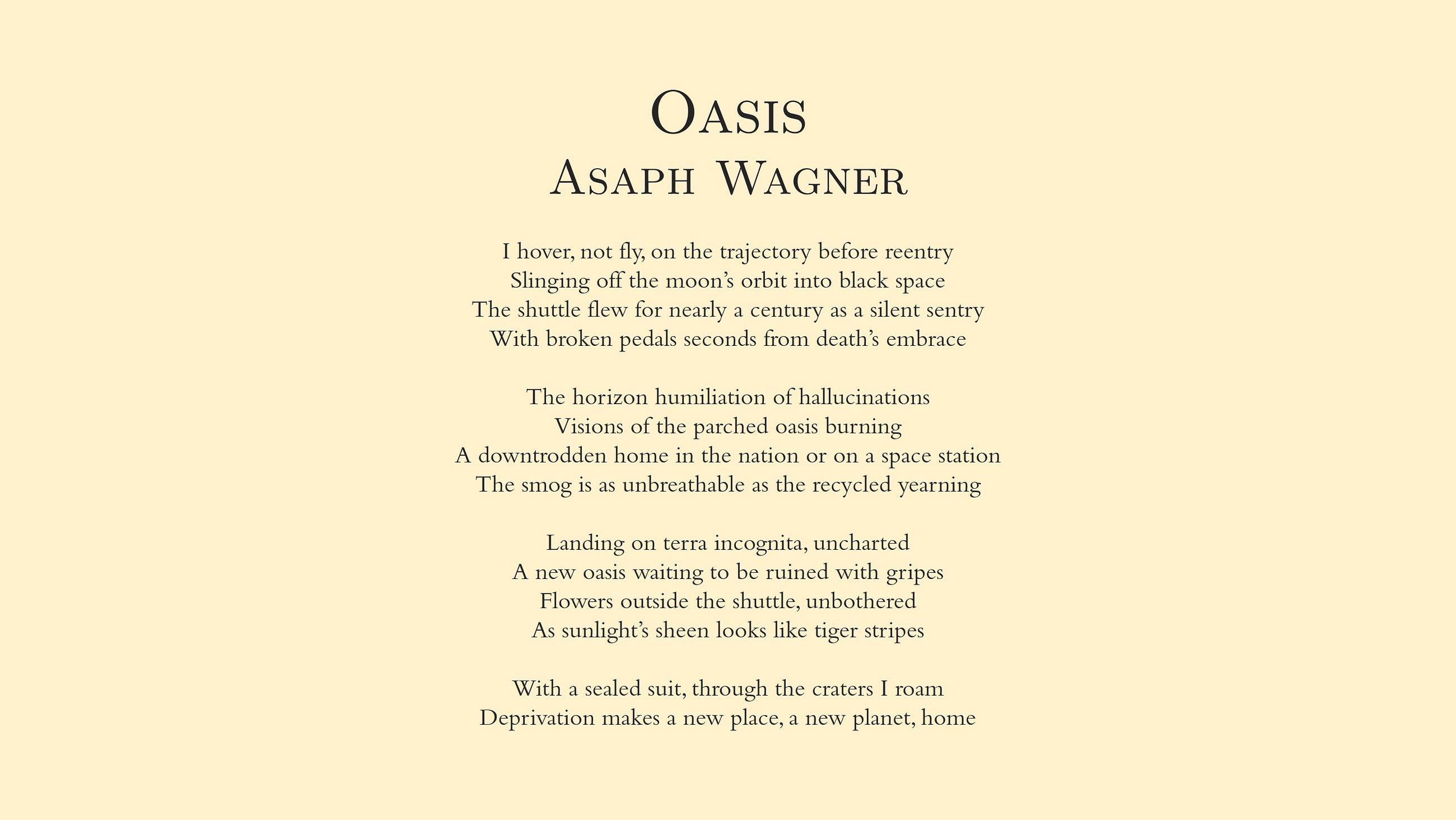Oasis?—?Asaph Wagner Oasis?—?Asaph Wagner