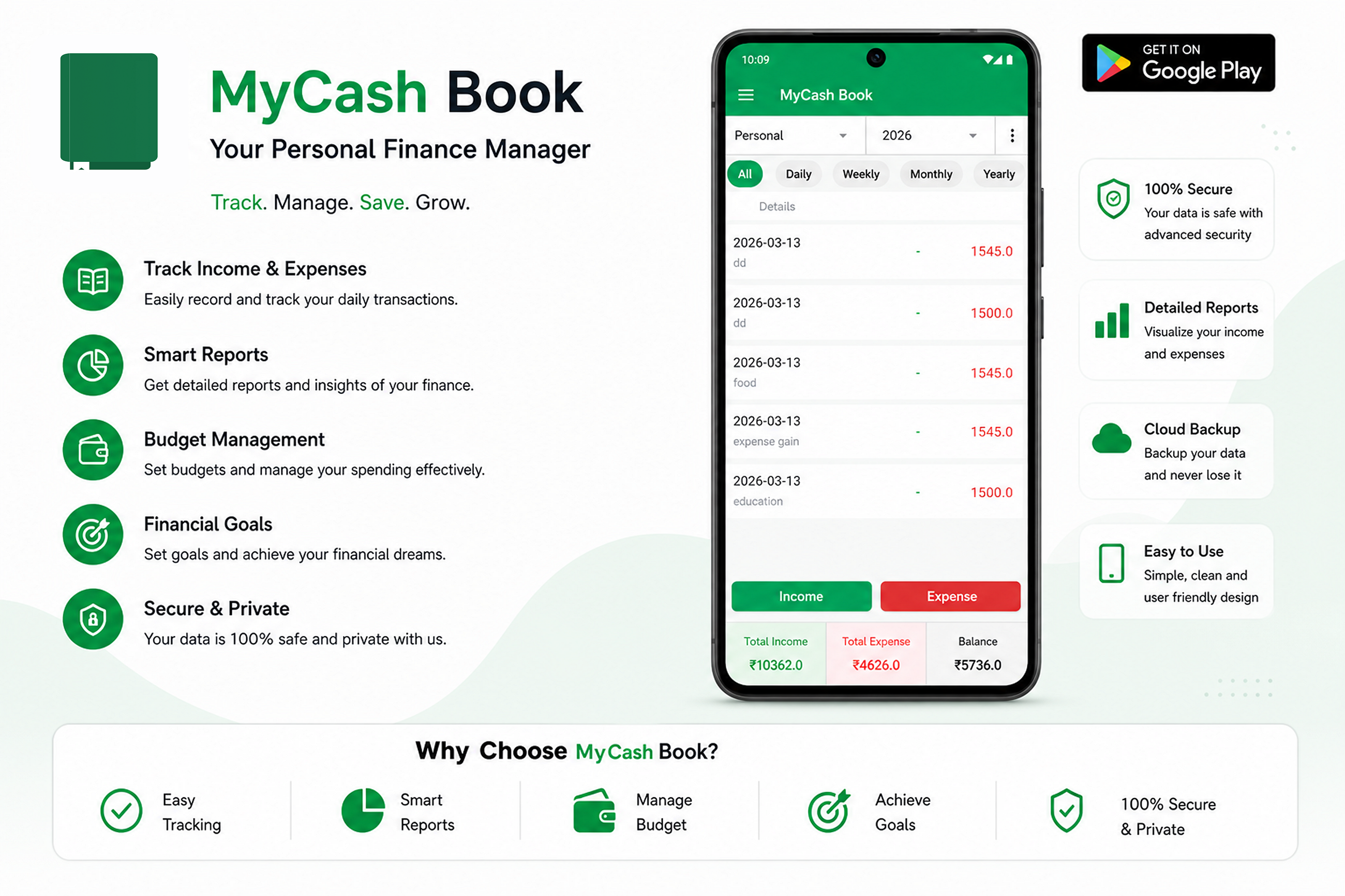 Best Personal Finance & Expense Tracker App in 2026 | MyCash Book — Budget, Save & Manage Money…