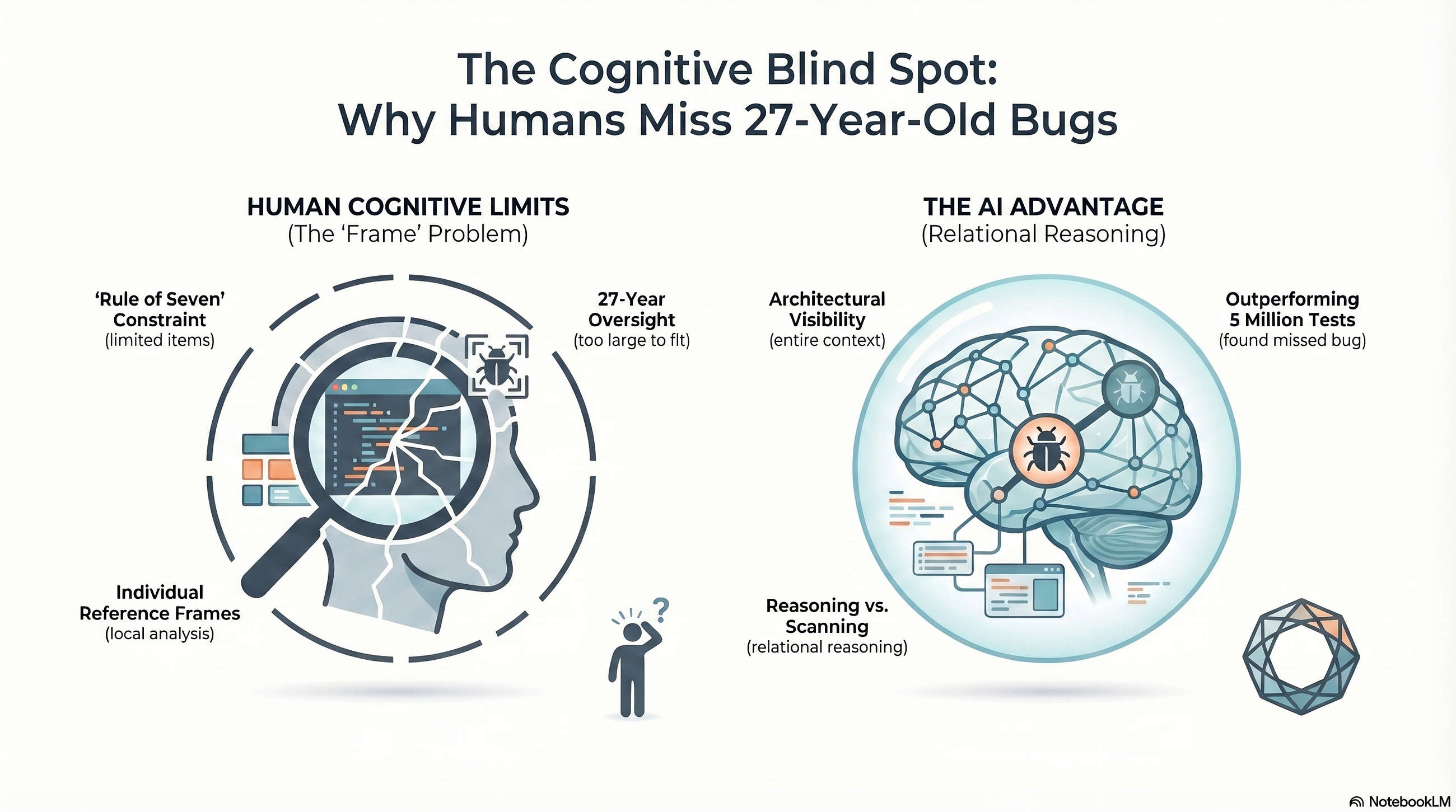 What 27 Years of Missed Bugs Tells Us About Human Cognition