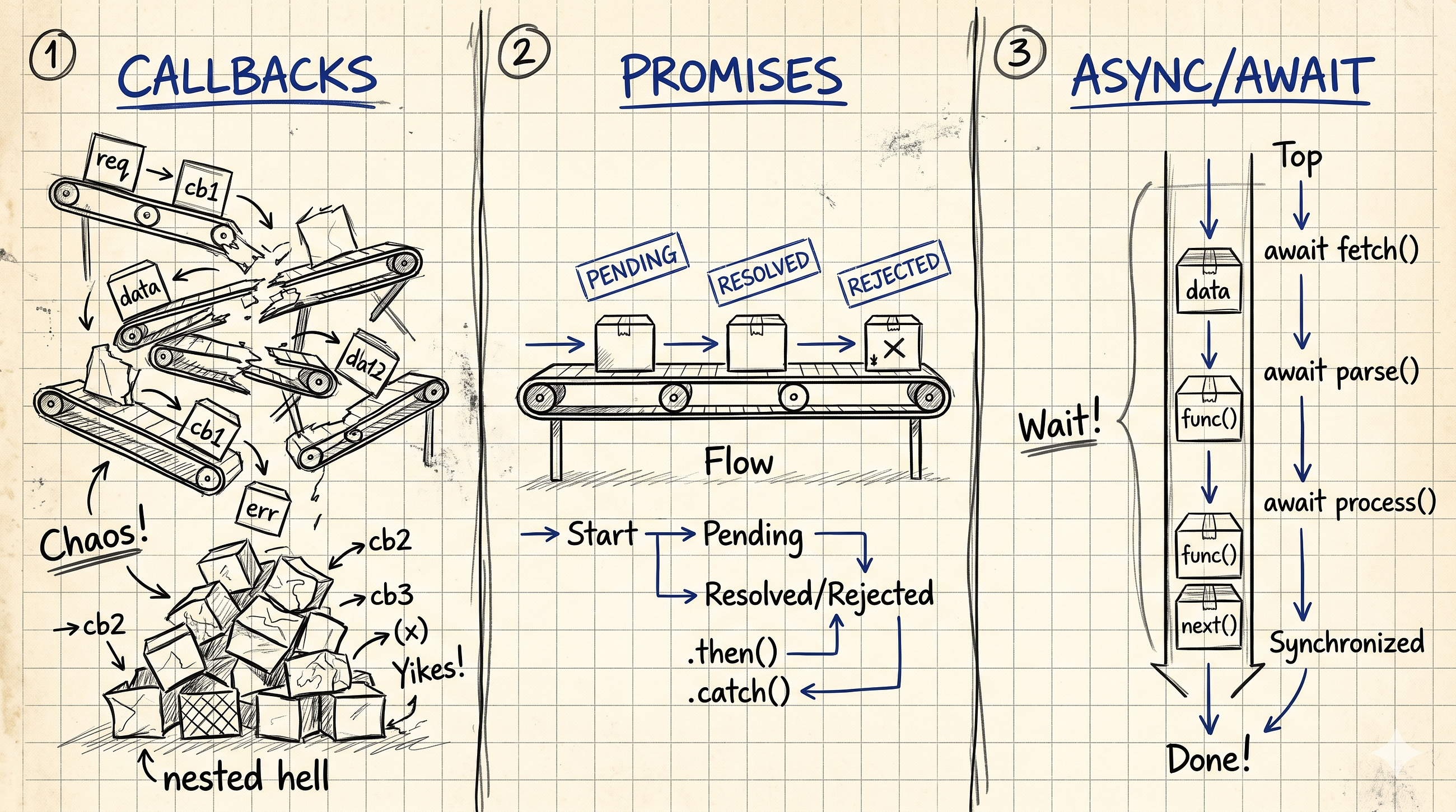 Escaping the Pyramid of Doom: A Developer’s Guide to Callbacks, Promises, and Async/Await