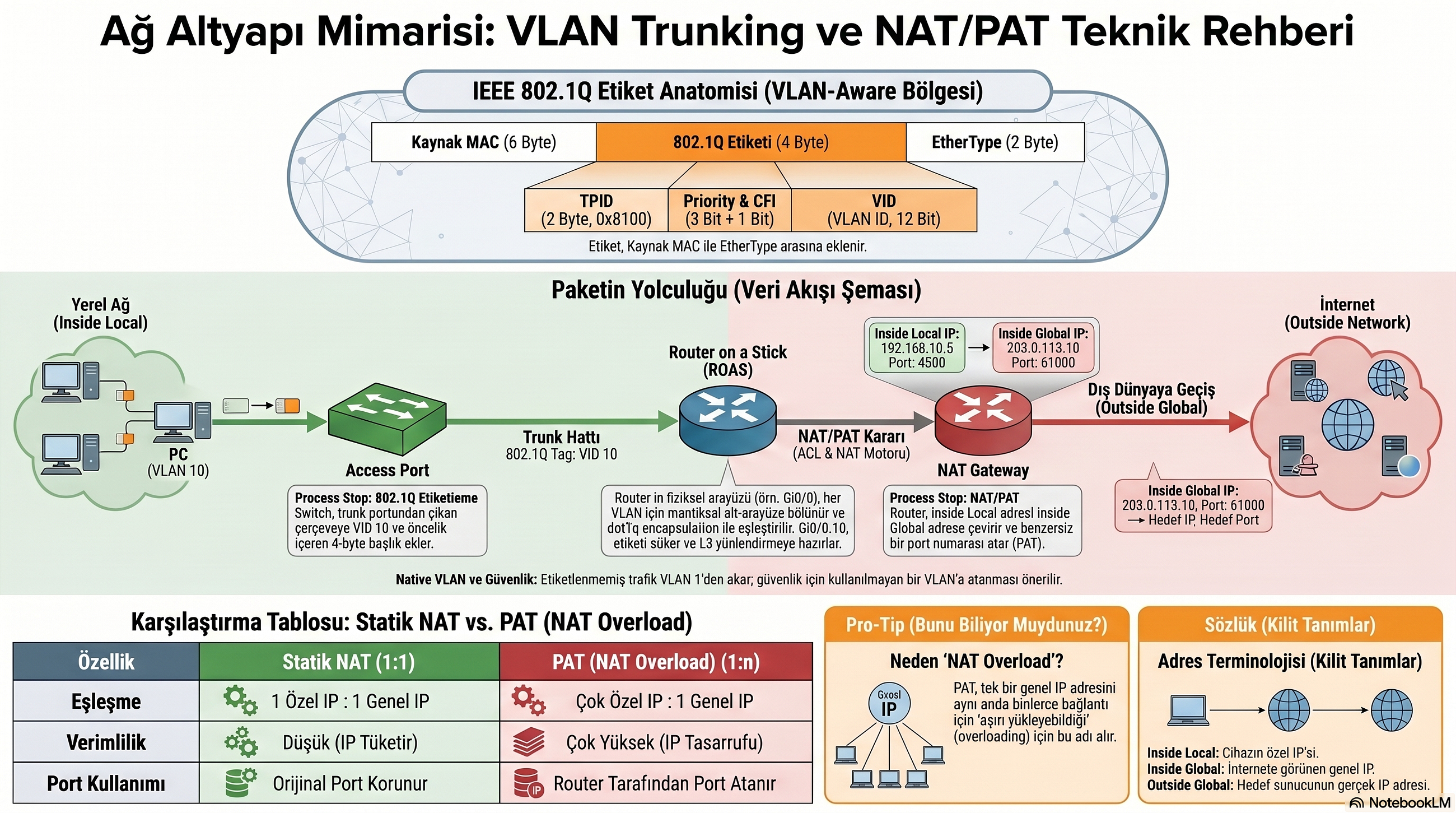 Ağ Mimarisi: VLAN Trunking, NAT ve PAT Teknik Rehberi