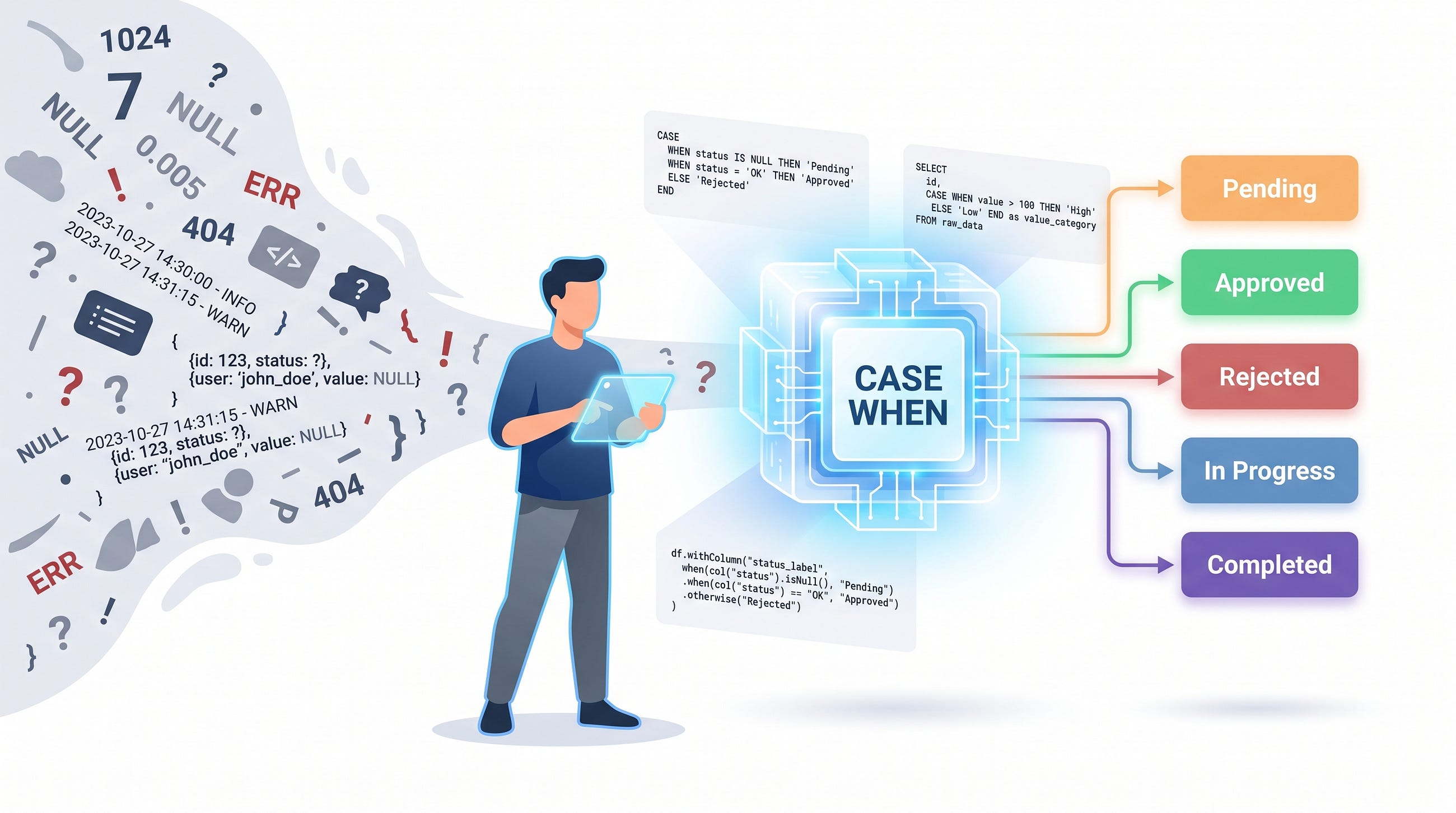 How Data Engineers Transform Raw Data Into Business Meaning Using CASE WHEN in SQL, PySpark, and…