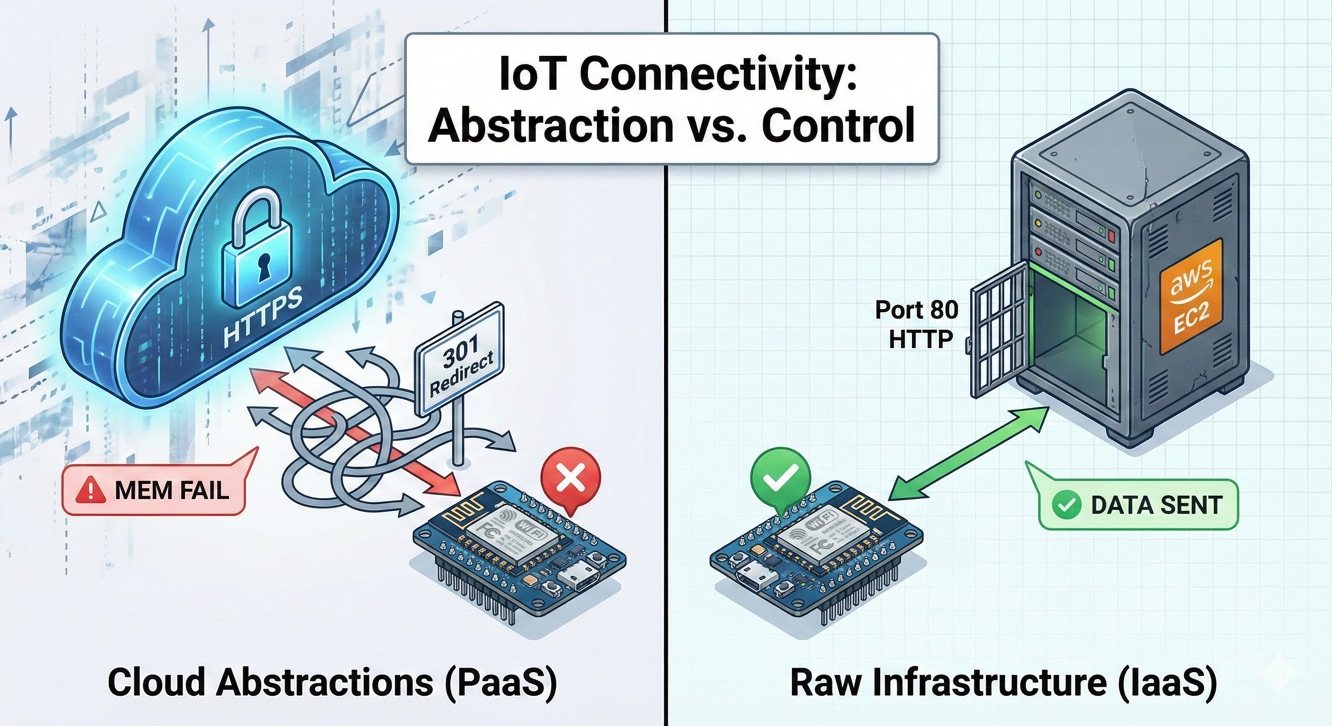 When Cloud Abstractions Break IoT: Lessons from an ESP8266 and a 301 Redirect