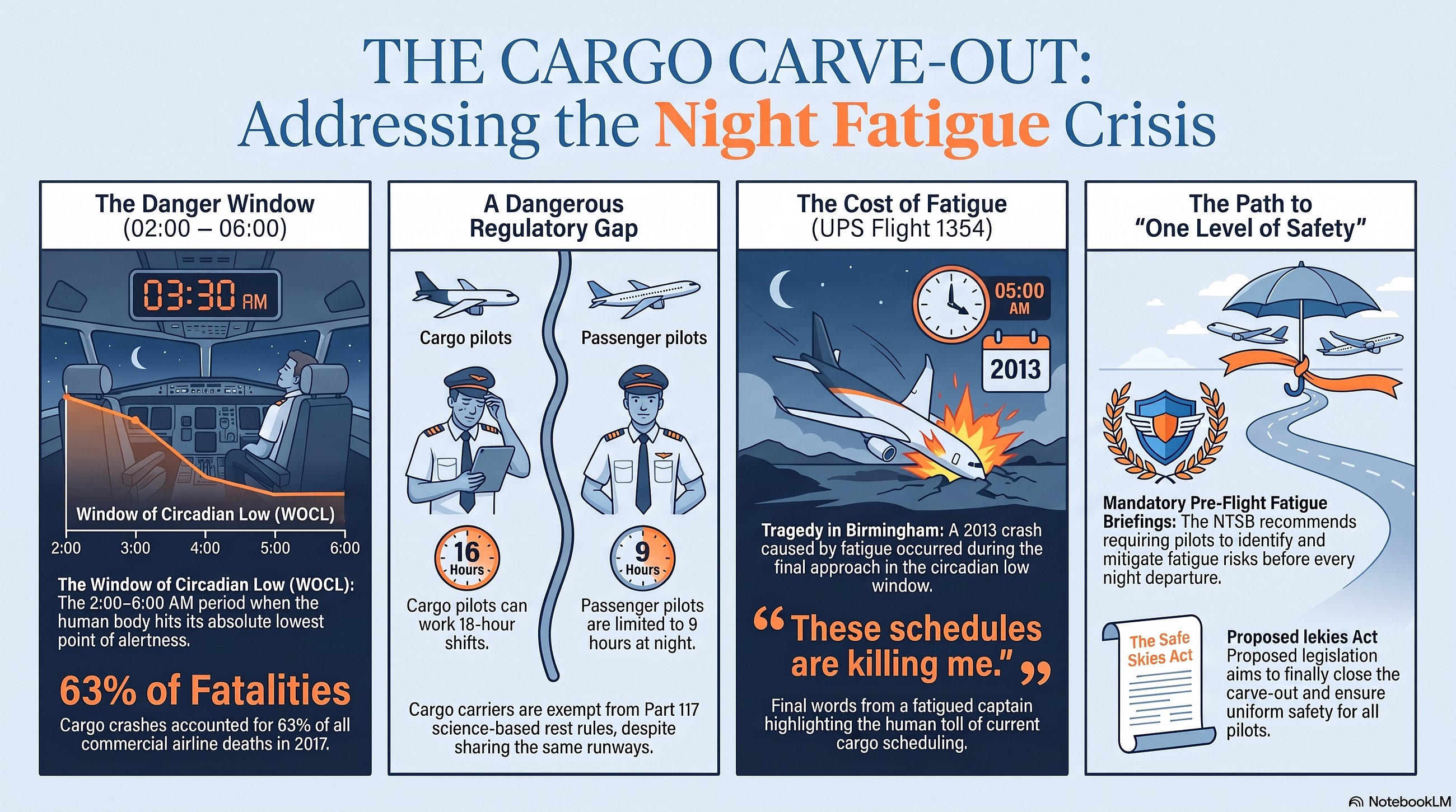 Night Cargo Pilots Fly Under Different Safety Rules — A Data Compariso