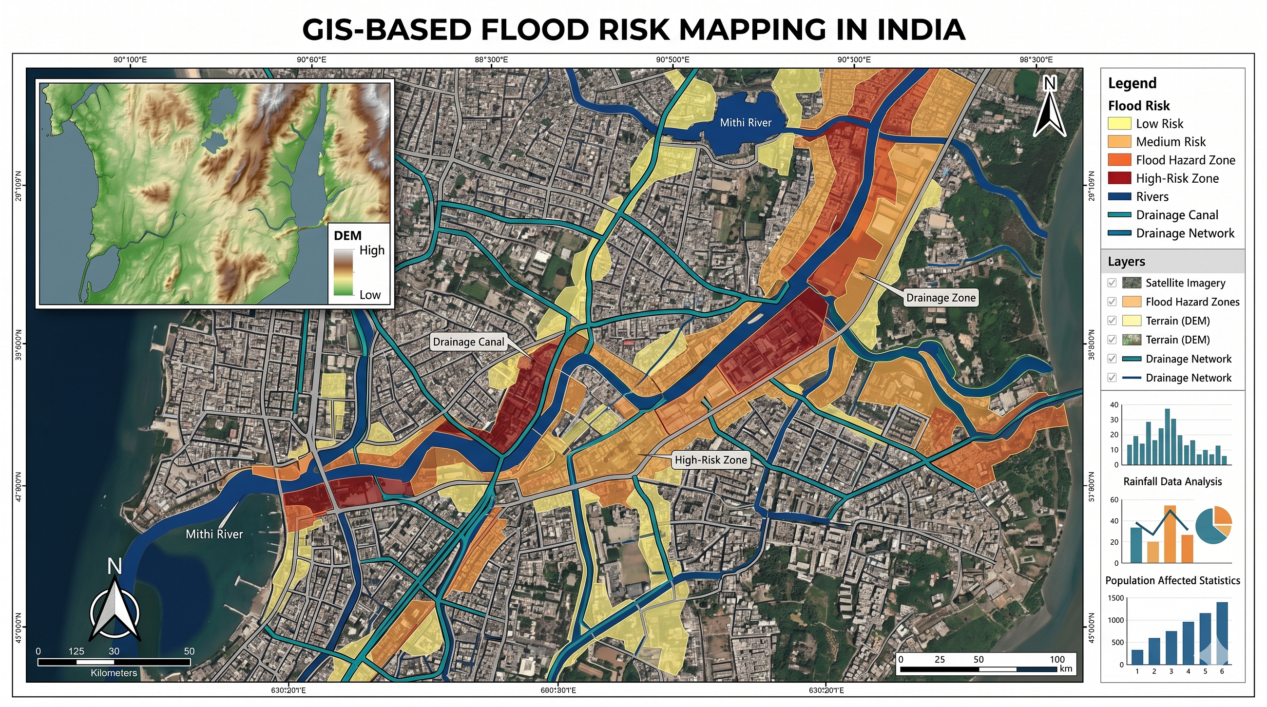 GIS on Medium - GIS-Based Flood Risk Mapping Using Remote Sensing and DEM Analysis