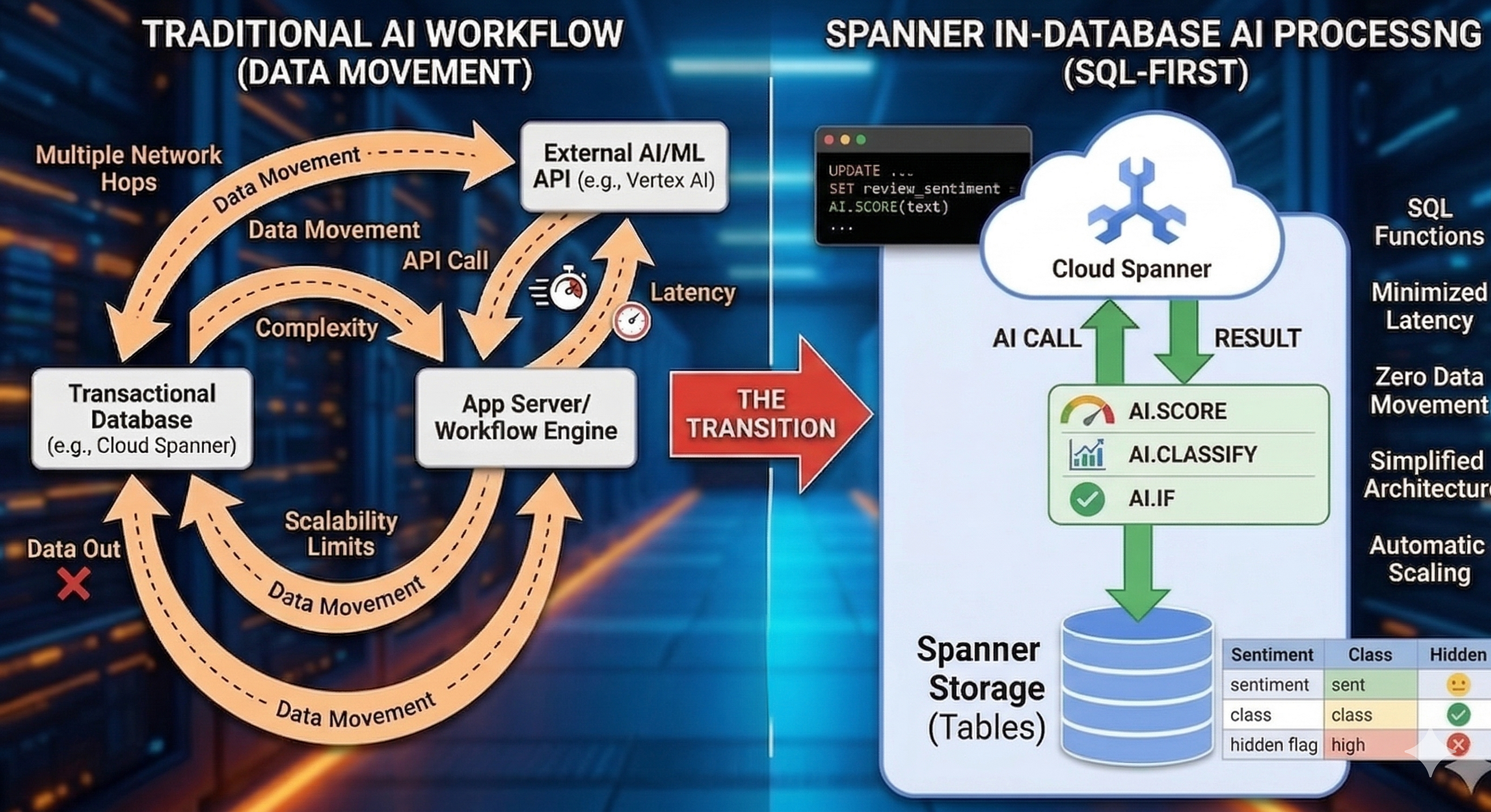 Accelerating intelligent app development with SQL-first Spanner AI functions