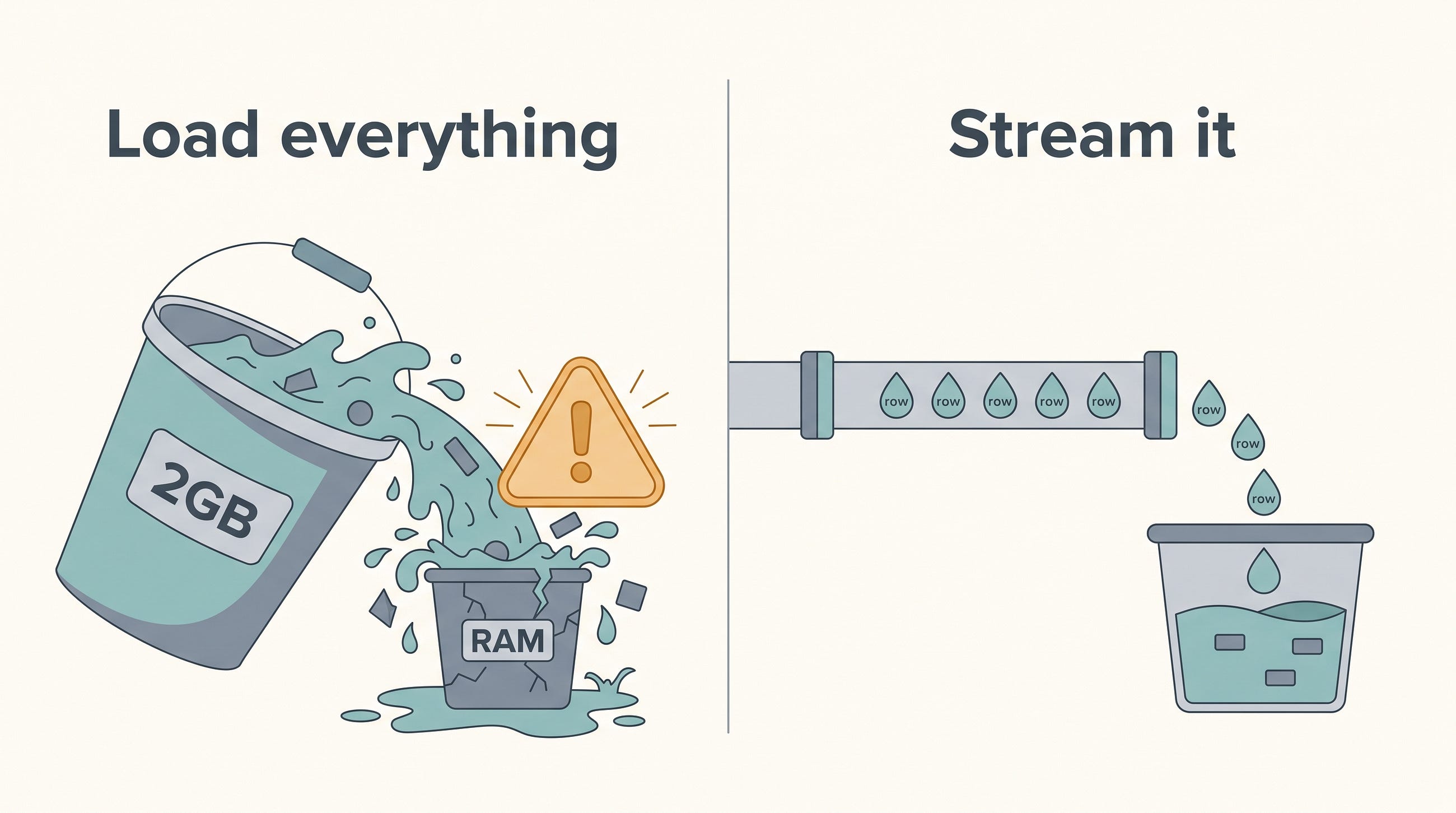 Processing a 2GB CSV in Node Without Running Out of Memory