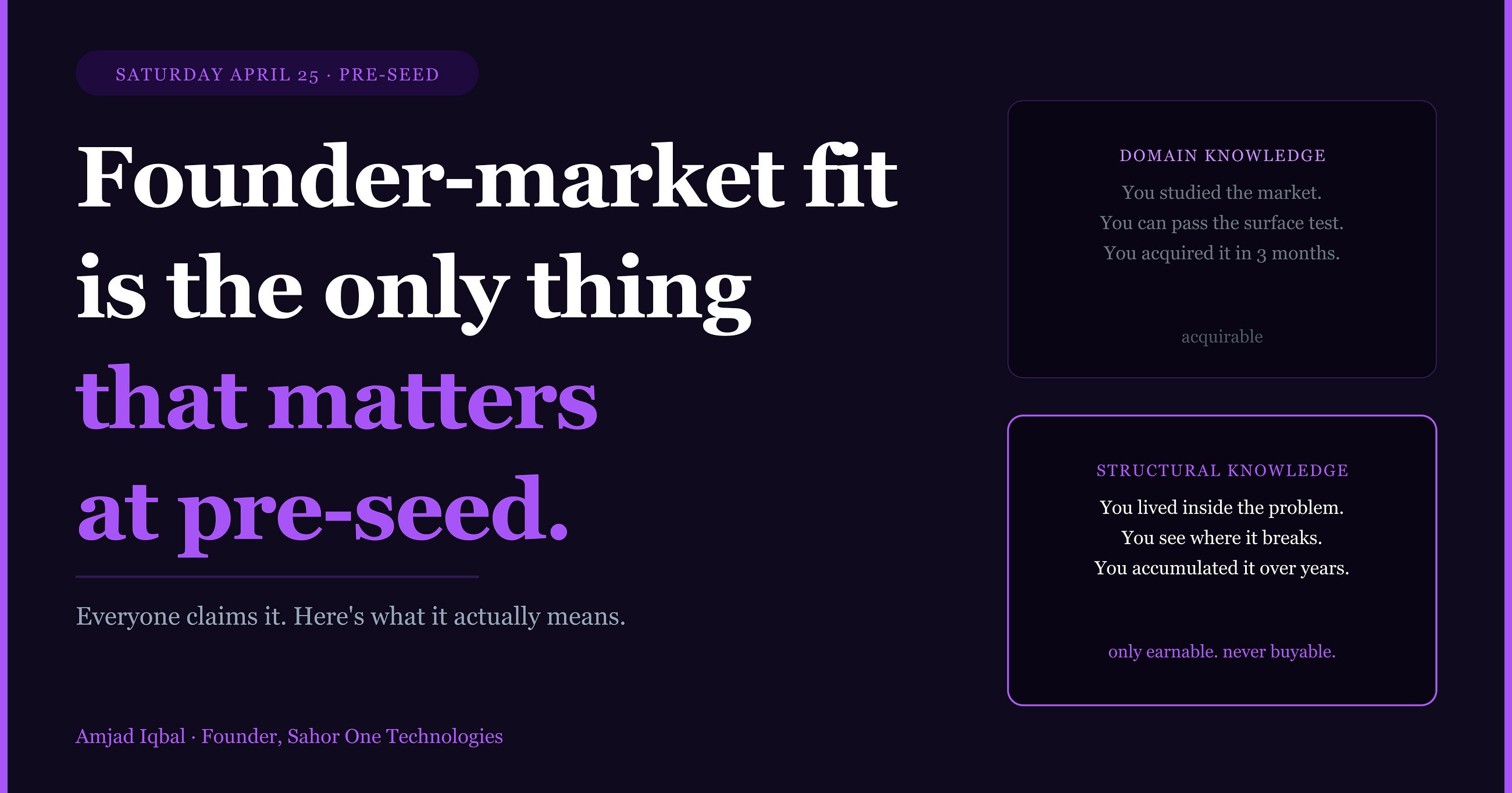 Founder-Market Fit Is the Only Thing That Actually Matters at Pre-Seed.