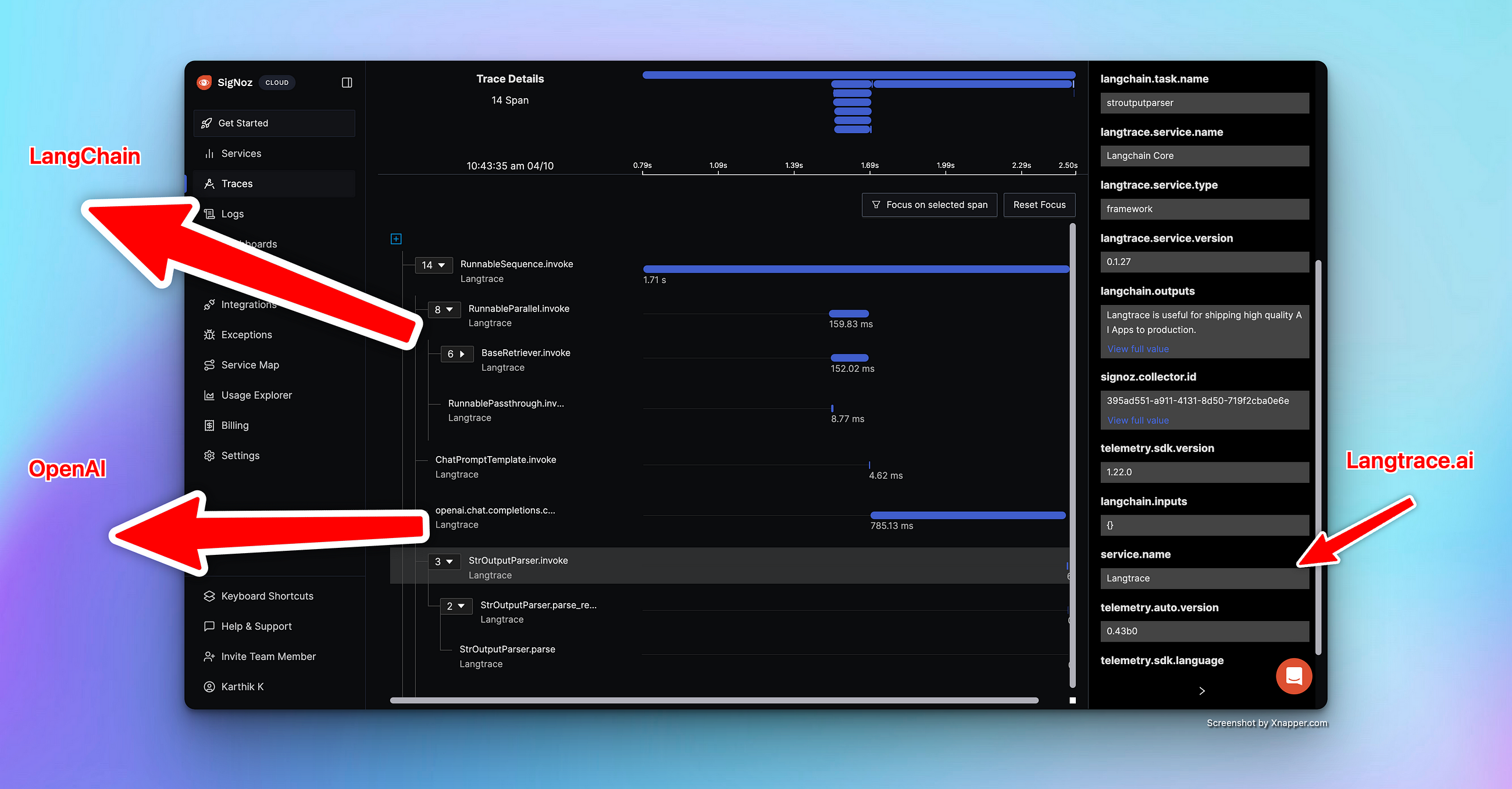 Integrating Langtrace with SigNoz