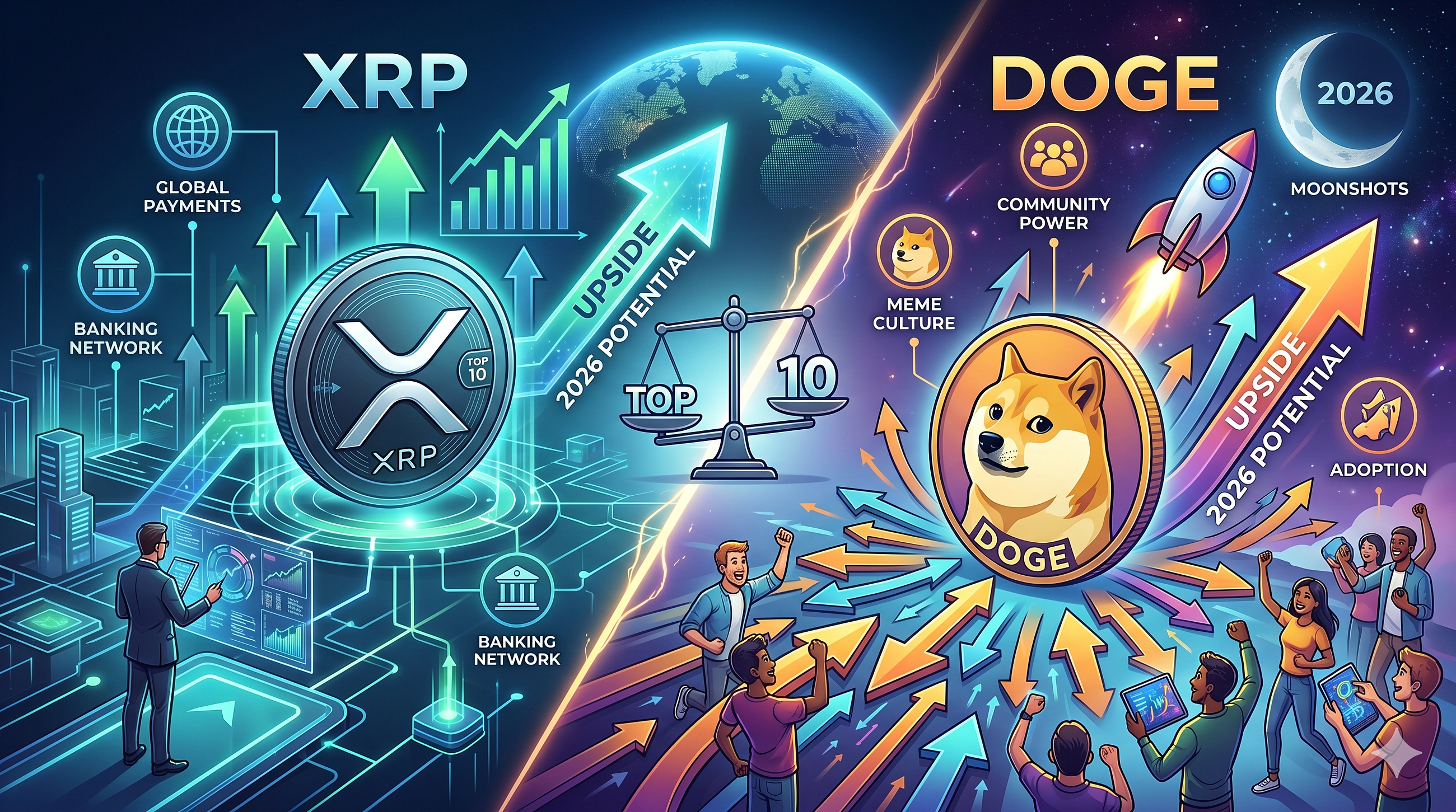 XRP vs. DOGE — Which Top 10 Coin Has More Upside in 2026?