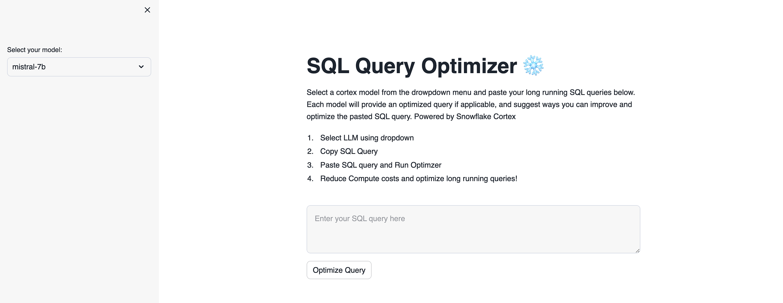 Getting Started with Streamlit in Snowflake (SiS): SQL Optimizer Snowflake Application ❄️