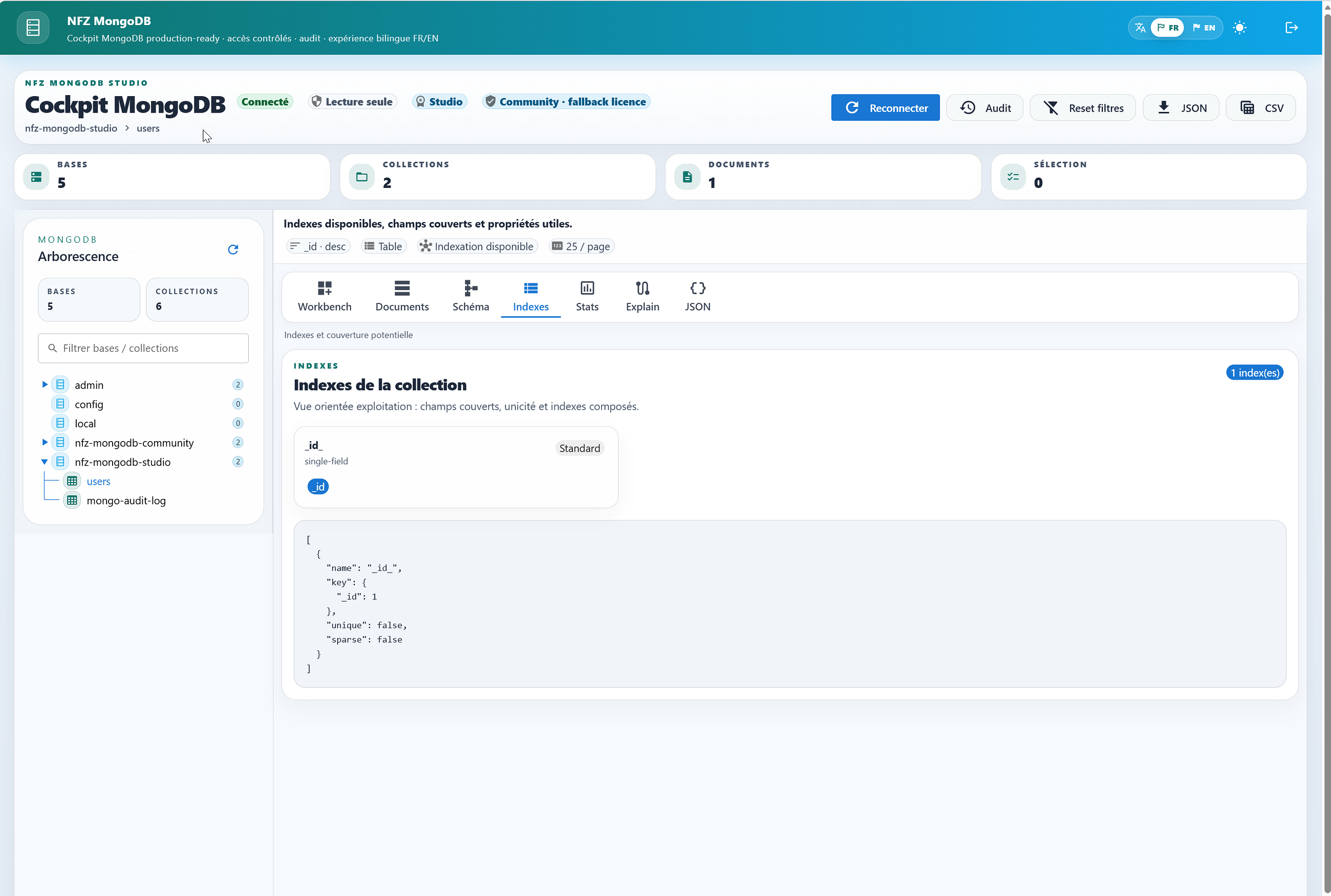 NFZ MongoDB — A Modern Alternative to mongo-express for Self-Hosted MongoDB Administration