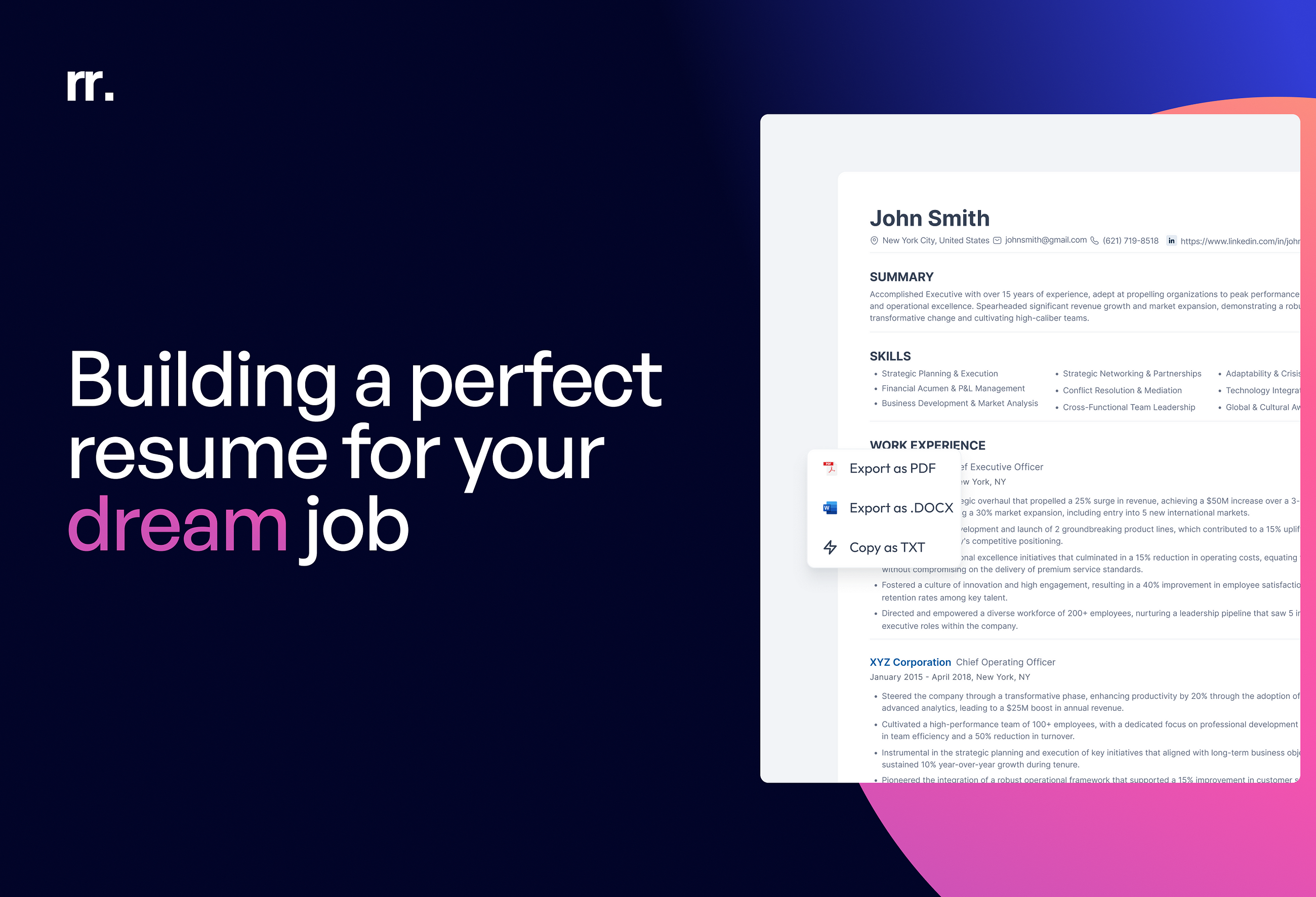 Building a perfect resume for your dream job