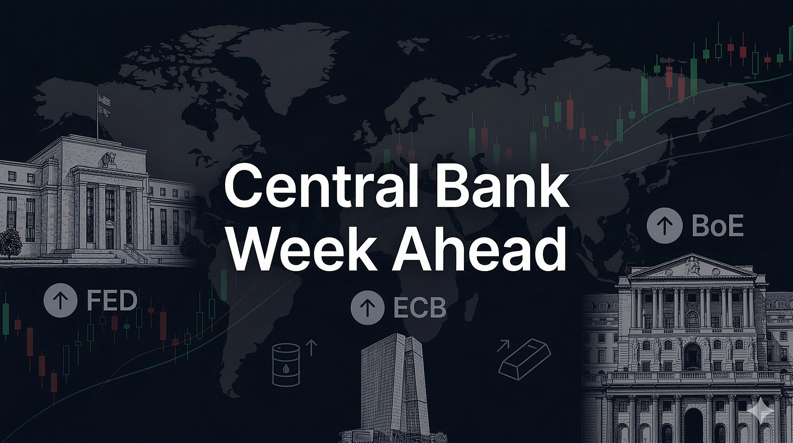 Central Bank Week Ahead: What Traders Should Watch From the Fed, ECB, and BoE