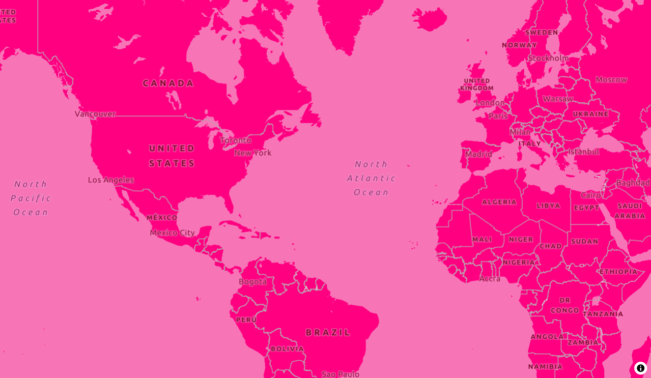 Custom “bubblegum” basemap in a MapLibre GL JS map