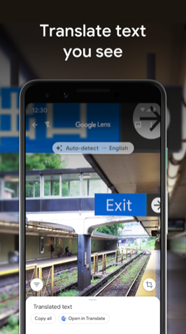 Google Lens translating a sign saying Exit
