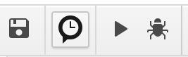Screenshot of the button that looks like a clock. Alt text of button is ‘Current project’s triggers.