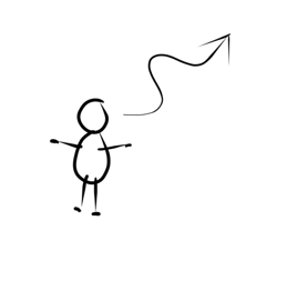 Image depicting sticky figure with arms extended and an arrow pointing up