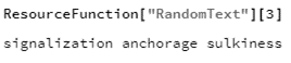 Random text function showing “signalization,” “anchorage,” and “sulkiness”