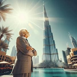 man looking at burj khalifa