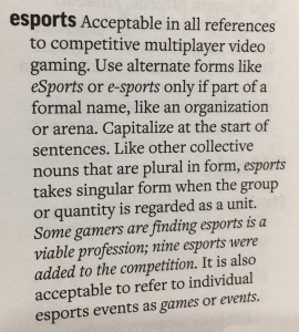 esports menurut AP Stylebook via Twitter (@darinjk2)