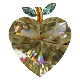 A sparkling heart-shaped diamond pomelo, moving from side to side.