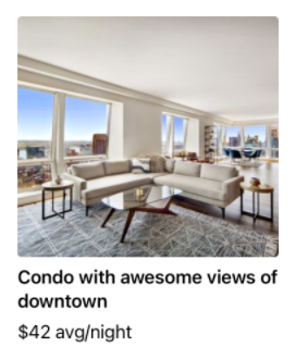 Sample property card with an image of a luxury condo above some description text about the property and its price.