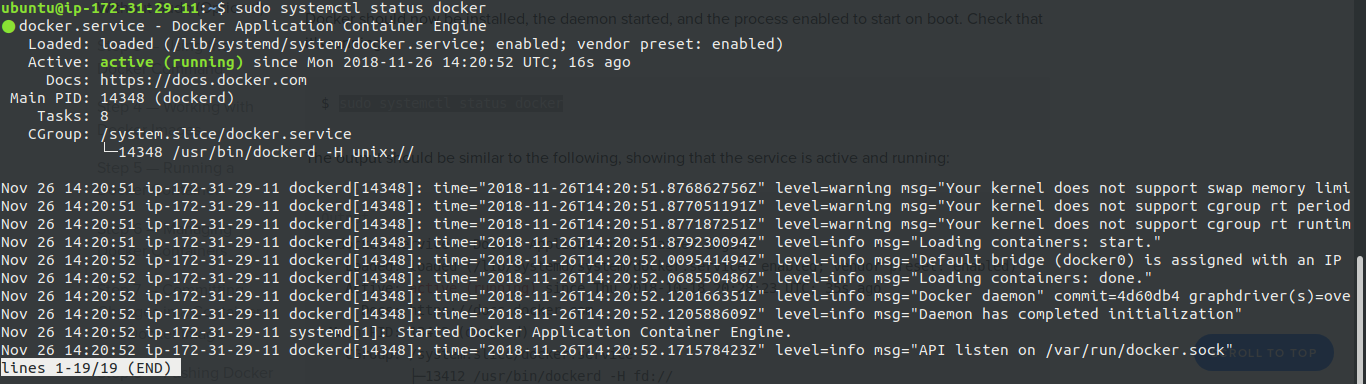 Docker running on EC2