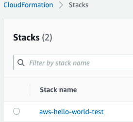 A screenshot of Stacks in the AWS CloudFormation.