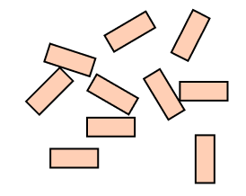 An illustration of a  chaotic toss up of bricks
