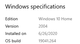 Windows 10 version 2004