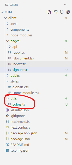 colors.ts file