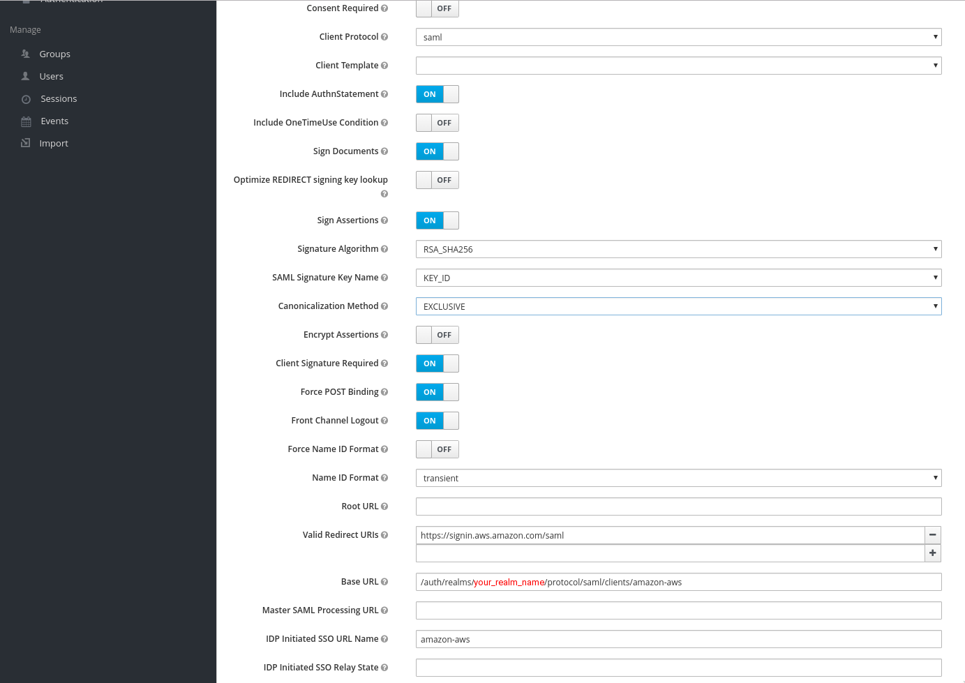 your_realm_name — is the name of the keycloak realm, for which you configure SAML client