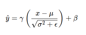 The image shows the formula for batch Normalisation.