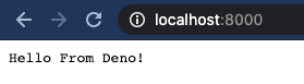 localhost8000 opens in browser which outputs the message Hello from Dneo!