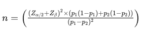 Image 6: Formula to calculate sample size for comparing two proportions.