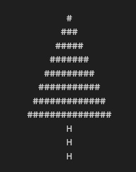 A simple Christmas Tree Ascii art created with Python’s print() command