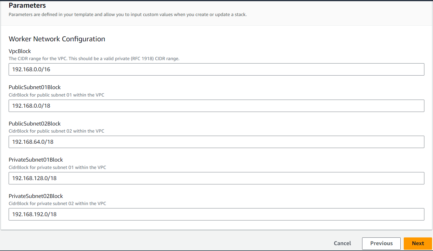 VPC parameter config