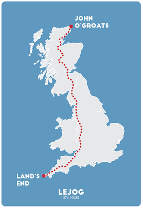 Lands End to John O’Groats route map.