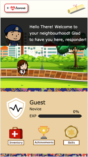 A screenshot from the app showing a girl avatar at a park